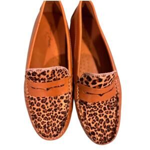Massimo Matteo Penny Loafers Leather Cheetah Animal Print Women's Size 6.5
